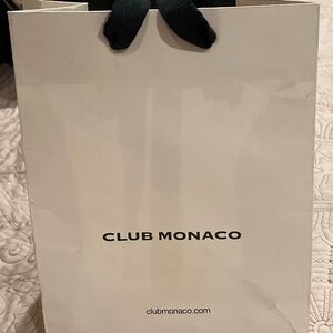 Club Monaco White Paper Shopping Bag with Black Handles